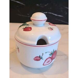 Villeroy & Boch Strawberry Jam or Jelly Jar w Lid Luxembourg Replacement EUC